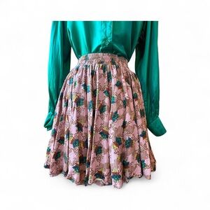 Anthropologie Pink Floral Mini Skirt